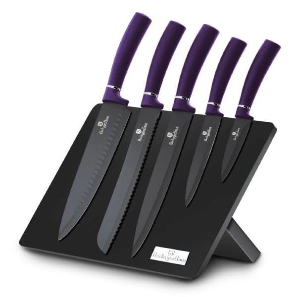 Sada nožů v magnetickém stojanu 6 ks Purple Metallic Line