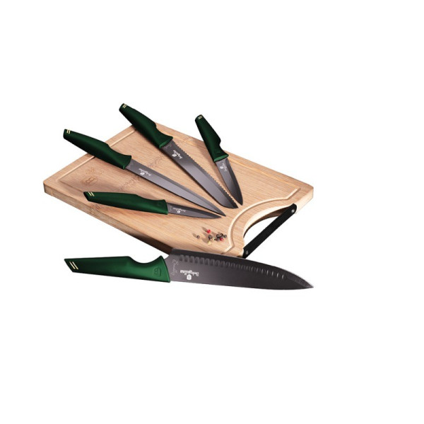 BERLINGERHAUS Sada nožů + prkénko 6 ks Emerald Collection BH-2706