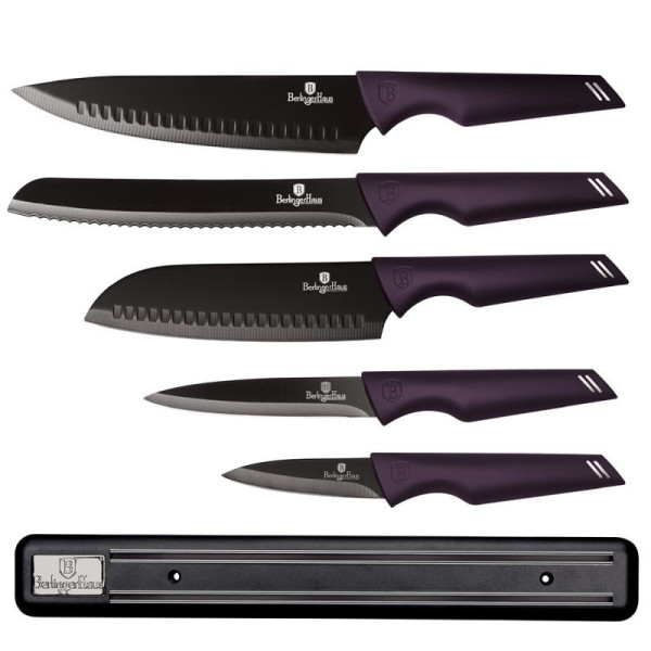 BERLINGERHAUS Sada nožů s magnetickým držákem 6 ks Purple Eclipse Collection BH-2702