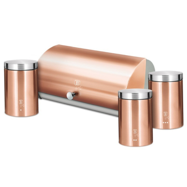 BERLINGERHAUS Chlebovka nerez se sadou 3 ks skladovacích nádob Metallic Line Rose Gold Edition BH-6730