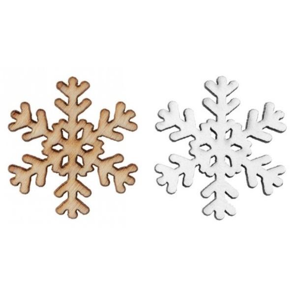 Vánoční konfety sněhové vločky dřevěné, 12ks